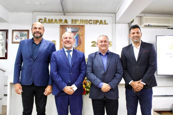 Daniel Daudt, Prefeito Heliomar, Fabiano Haubert e Jailson Nardes - Foto:  jornalista Chico Júnior Mtb 19.102/RS